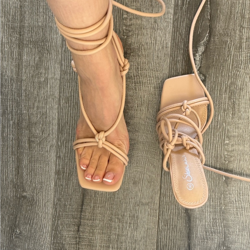 Brand new nude lace up heels
